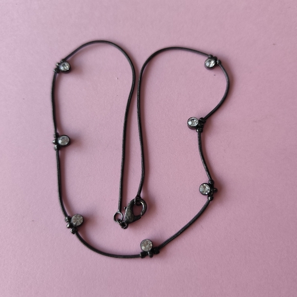 3/$25💙Elegant Black and Crystal Quartz Layering Necklace - Picture 2 of 4